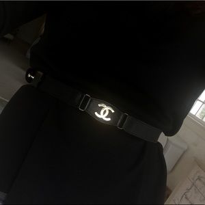 Black Chanel Logo Belt